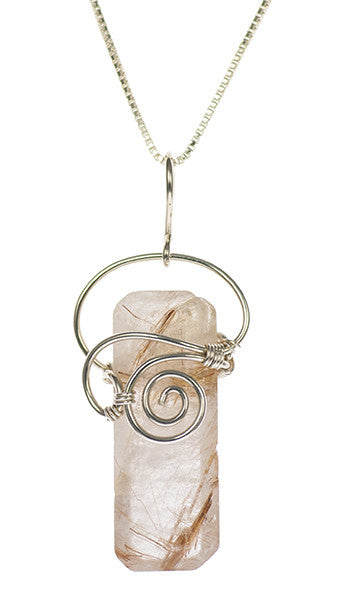 Sterling Silver Rutilated Quartz Pendant Necklace | Whisperingtree.net