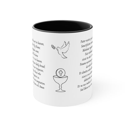 Lord's Prayer in English and Latin (Pater Noster), Our Father,  Black Mug, Catholic Gift, Christian Gift