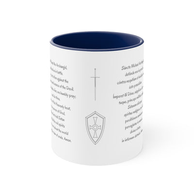 St Michael Prayer in English and Latin, Navy Mug, Archangel Michael, Angel Gift, Saint Michael, Catholic Gift, Christian Gift