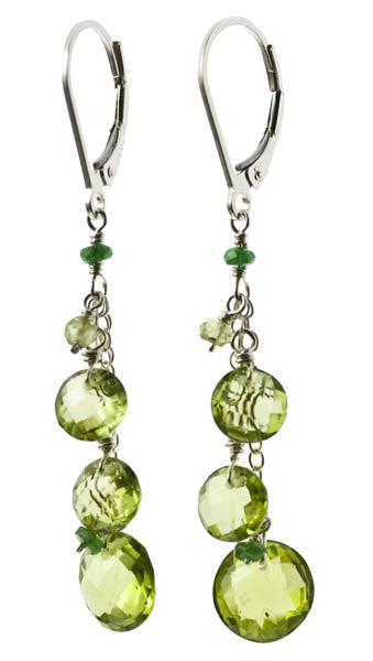 Peridot and Tsavorite Garnet Earrings