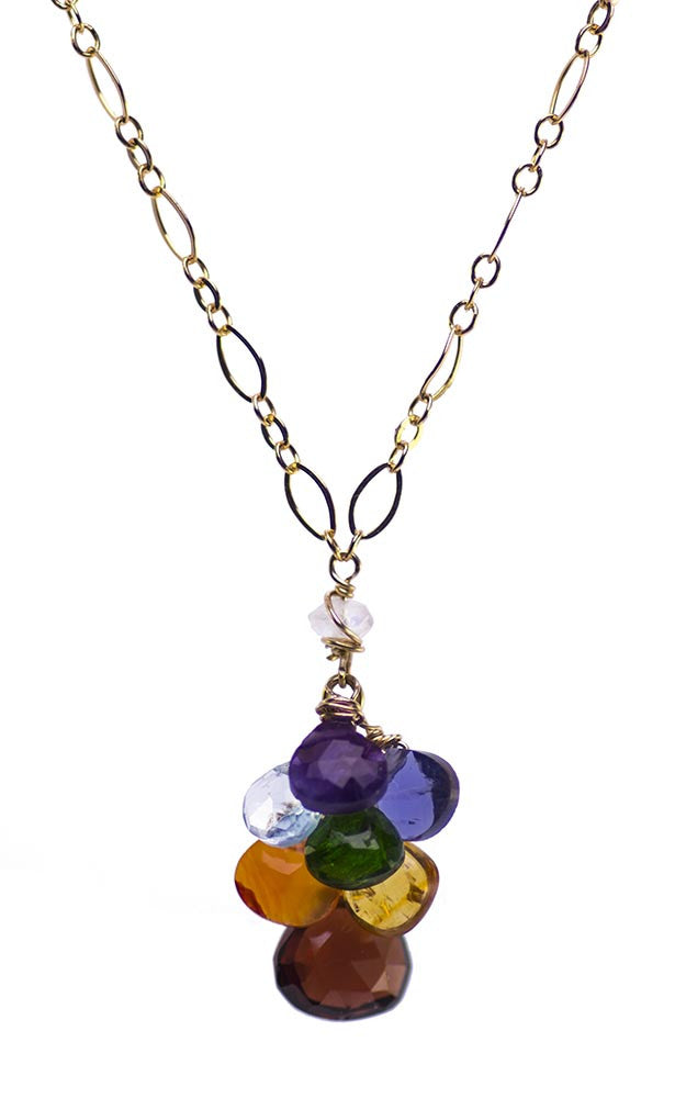 Kristin Ford Handmade CHakra Gemstone Necklace Gold Made in USA America