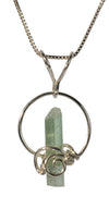 Green Tourmaline Sterling Silver Wire Wrapped Pendant Necklace | Whisperingtree.net