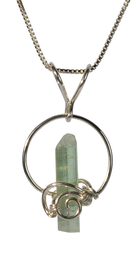 Green Tourmaline Silver Pendant