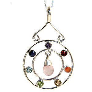 Chakra Pendant with Rose Quartz Drop
