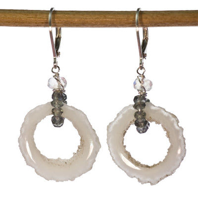 Healing Gem Circle Solar Quartz Earrings by Kristin Ford | Whisperingtree.net